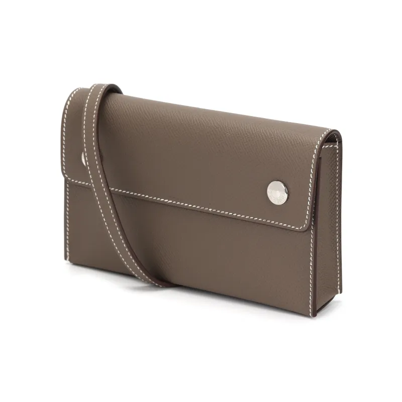 HERMES Hermèsnap Epsom Calfskin Wallets Shoulder Bag Crossbody Bag Men's 18 Etoupe Elephant Gray-1