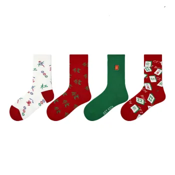 Vine Color Mid Calf Socks Unisex 4 Pack