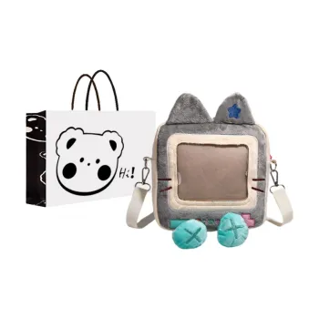 NX DOUGHNUT Faux Fur Plush Shoulder Bag Women's Gray