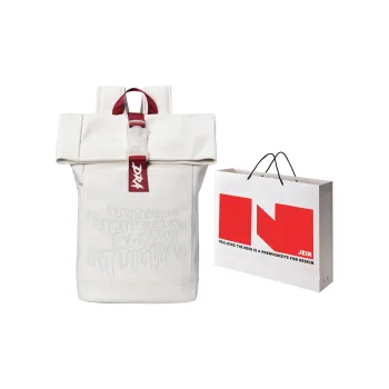 DRACONITE PU Student Backpack Regular Unisex White Red Color Blocking