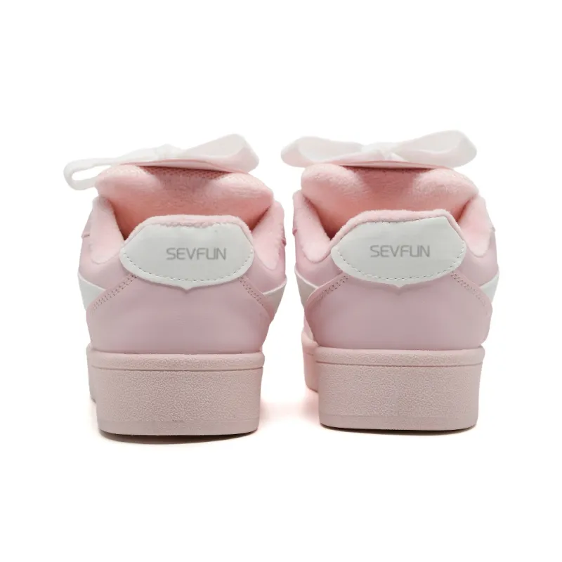 7 SEVFUN Slip Resistant Low Top Skateboard Shoes Unisex Pink White-32