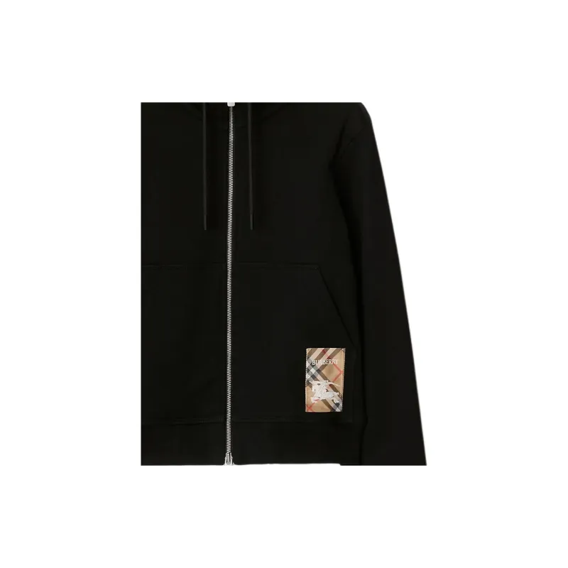 Burberry Check Label Zip Up Drawstring Hoodie-5