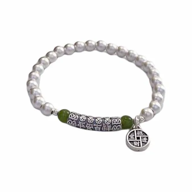 Silver Arashi 999 Fine Silver Sterling Silver Beaded Bracelet Women's-0