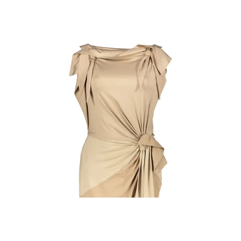 Burberry Tie Detail Tri tone Silk Jersey Dress-4