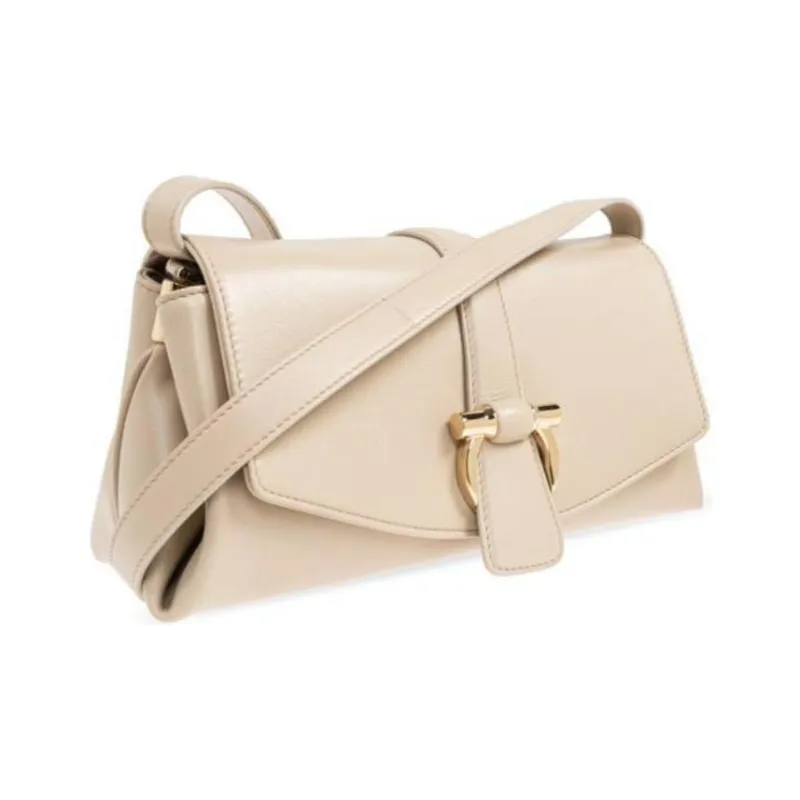 FERRAGAMO Cow Leather Crossbody Bag Small Size Women's White-1