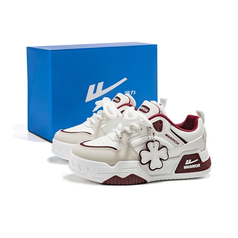 Warrior Low Top Skateboard Shoes Unisex White Gray Red-0