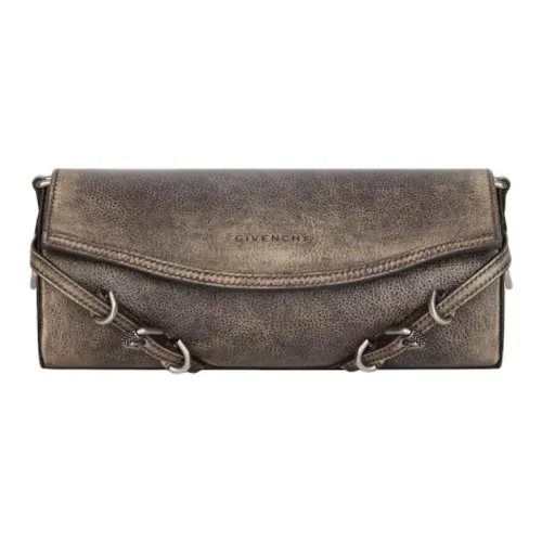 GIVENCHY Voyou Calfskin Cylinder Bag Crossbody Bag Men's Black & Mud Brown