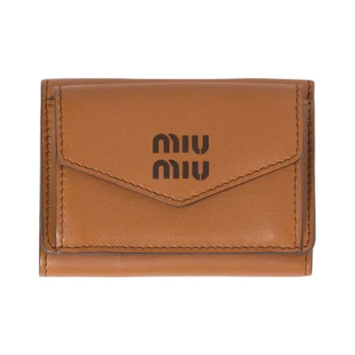 MIU MIU Cow Leather Wallet Small Size Women's Cognac Brandy Blend Brown