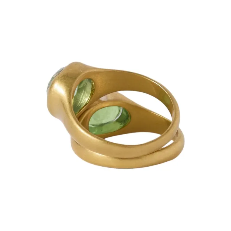 Roxanne Assoulin Brass Glass Cubic Zirconia Rings Women's Gold-1