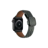 Square Clasp Diamond Pattern Magnetic Genuine Leather, Forest Green