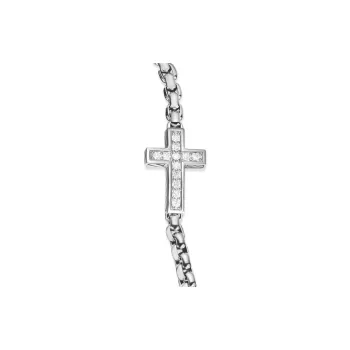 David Yurman Sterling Silver Cross Diamond Bracelet