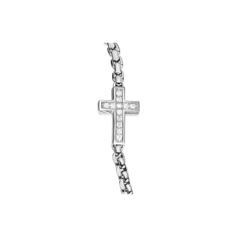 David Yurman Sterling Silver Cross Diamond Bracelet-0