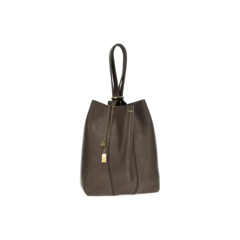 Chloe Grain Leather Tote Bag, Shopping Bag, Shoulder Bag, Handbag Women's Gray-1