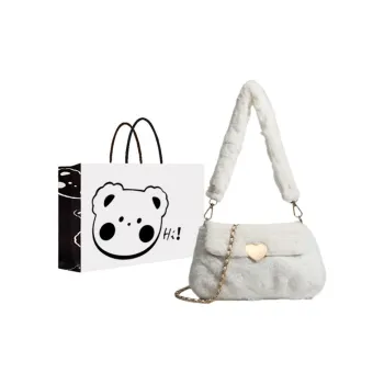 NX DOUGHNUT Artificial Plush Shoulder Bag Women's White