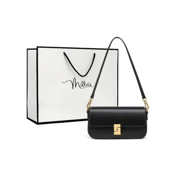 MILLIE'S Cow Leather Patchwork Synthetic Leather Baguette Bag Shoulder Bags Regular Women's Black