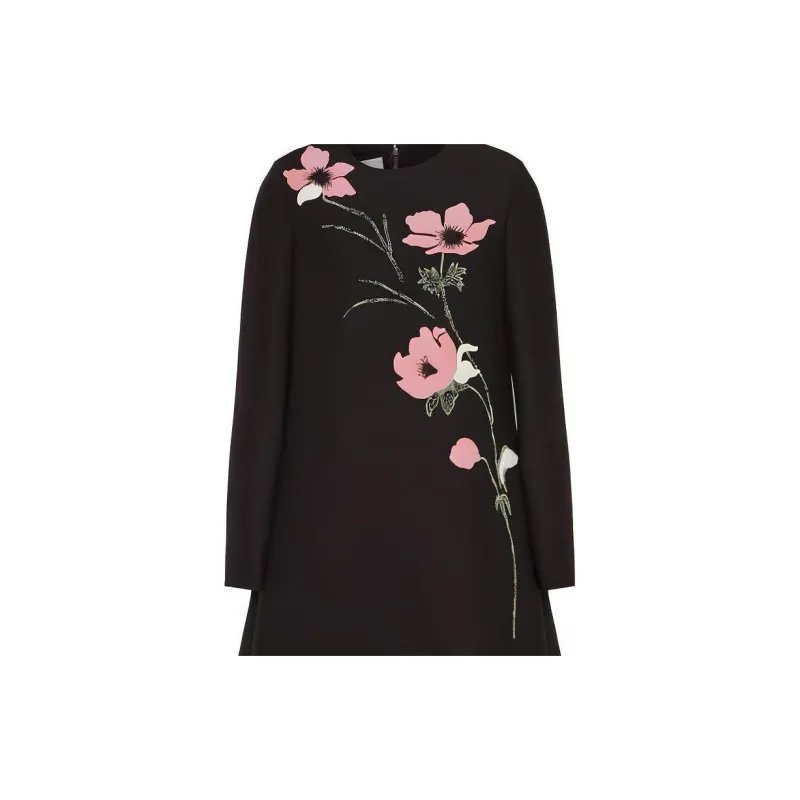 Valentino Long Sleeved Dresses Women's Black-5