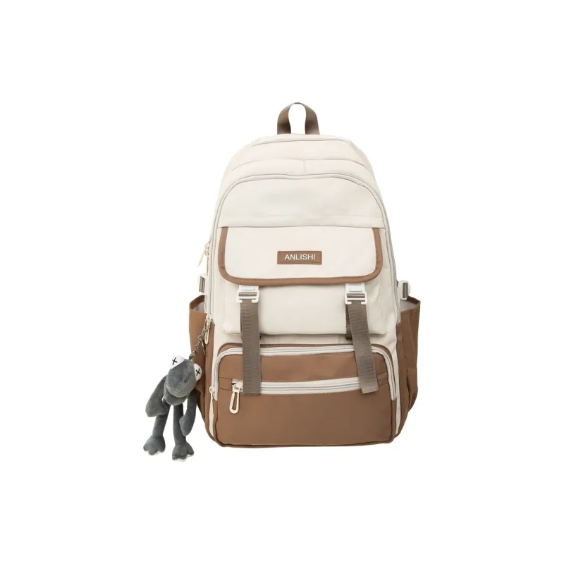 GOBLIN SHARKS 1759 Nylon Backpack Regular Unisex White & Black/Pure Black/White With Gray/White With Brown-16