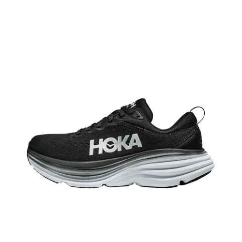 HOKA ONE ONE Bondi 8 Anti Slip Wear Resistant Low Top Casual Running Bandana shoes Men's Black White