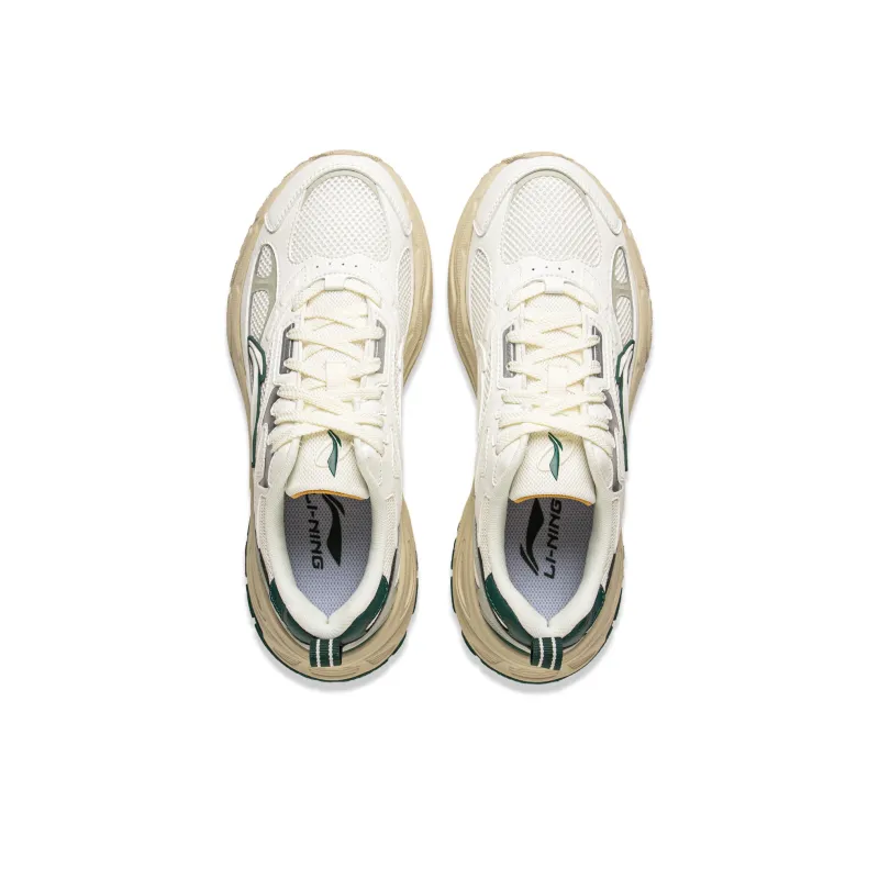 LiNing Star Ring Cushioning, Slip Resistant, Abrasion Resistant, Breathable Low Top Casual Shoes Men's White Green-3