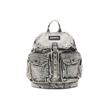 SMFK Twill Denim Fabric Backpack Unisex Dusty Gray