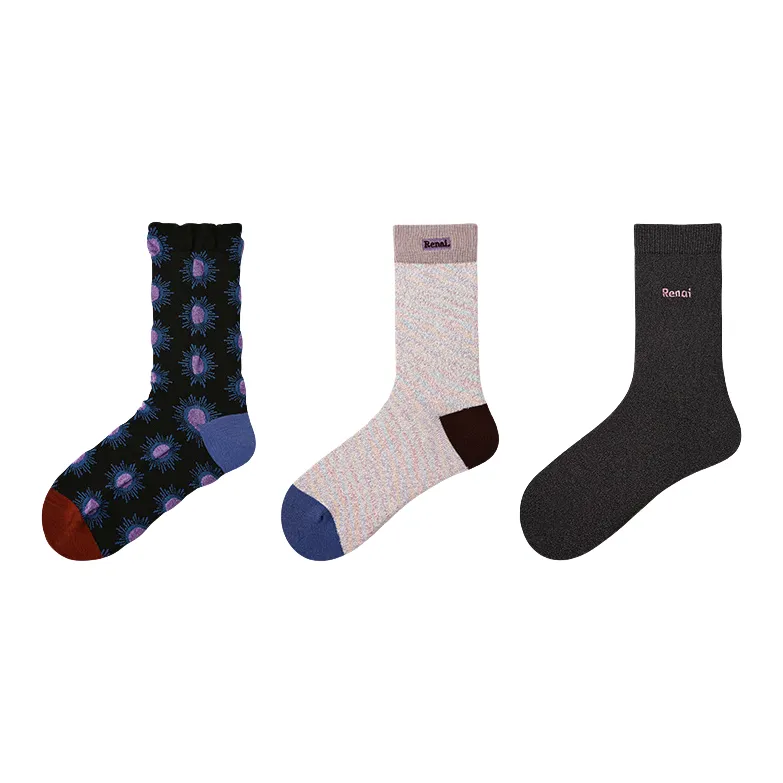 Vine Color Mid Calf Socks Unisex 3 Pack-5