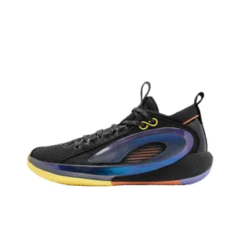QIAODAN Cushioning Anti Slip And Wear Resistant Mid Top Basketball Shoes Men's Black Orange