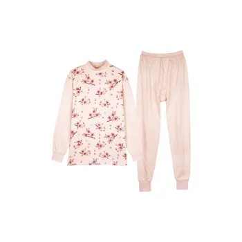 Cotton Gene Thermal Set Women's Apricot Peach Blossom