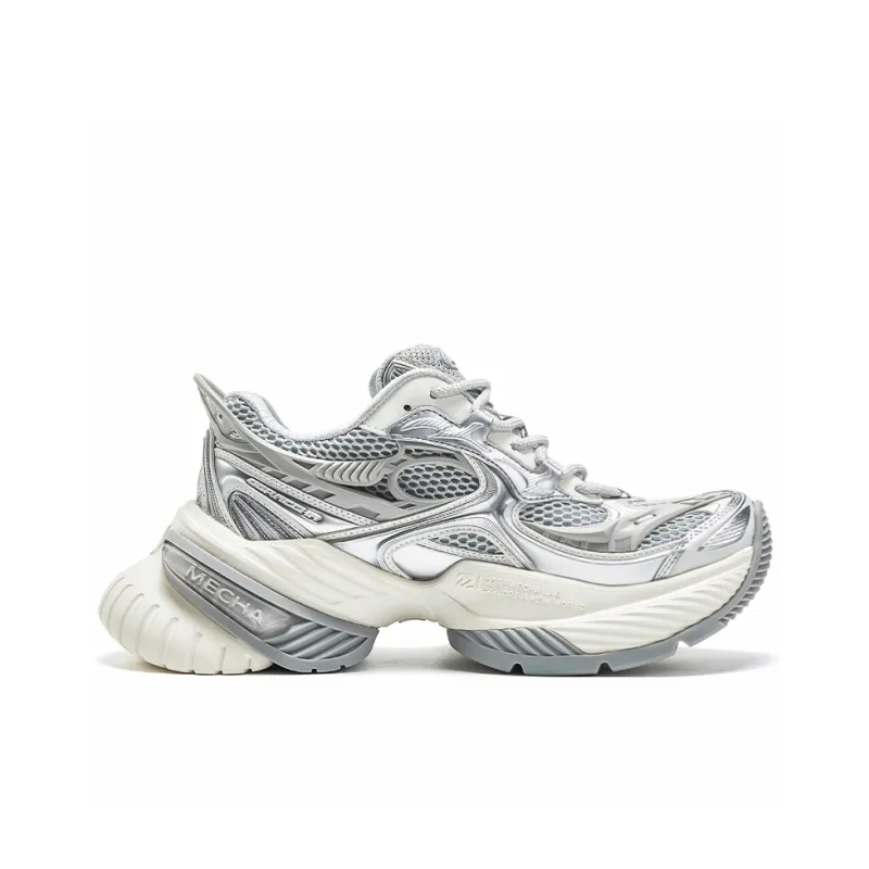 OGR Height Increasing Rebound Low Top Running Shoes Unisex Liquid Metallic Silver-1