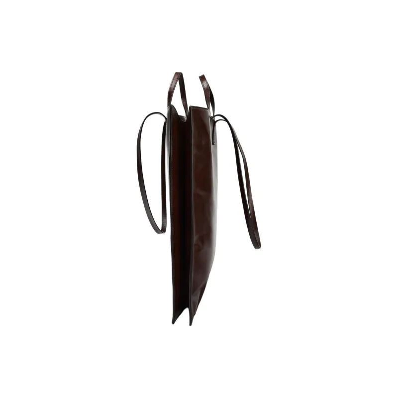 ZARA Cow Leather Tote Bag Shopping Bag Shoulder Bag Handbag Women's Brown-3