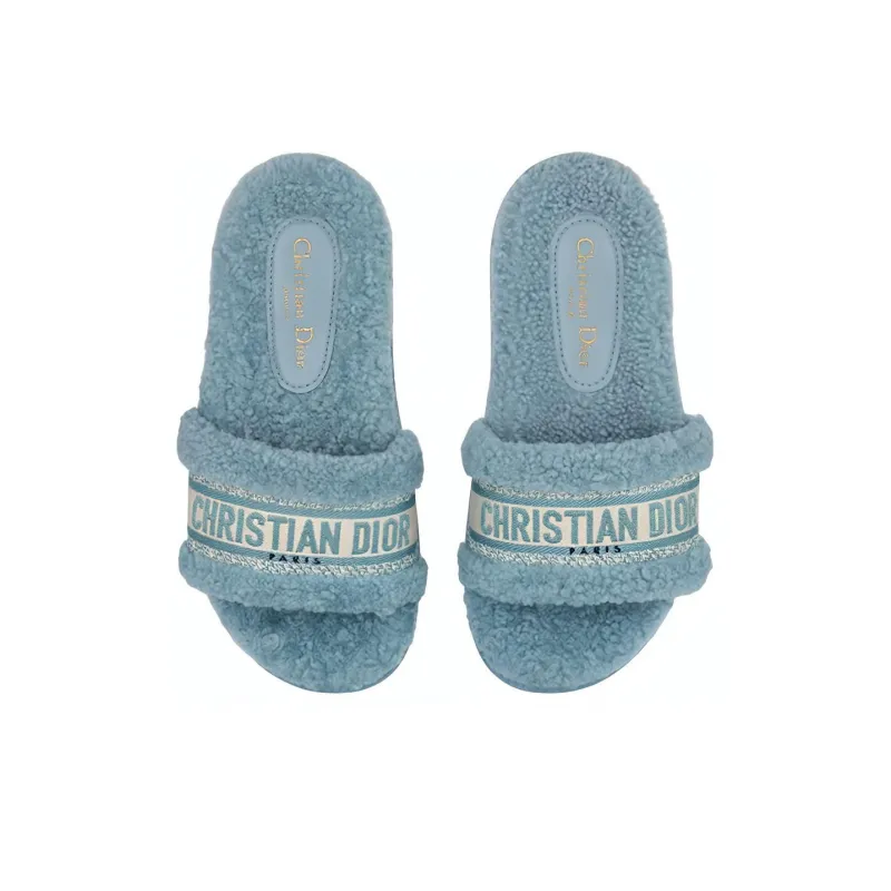 DIOR Dway Rubber Sole Abrasion Resistant Slide Slippers Women's Sky Blue-4