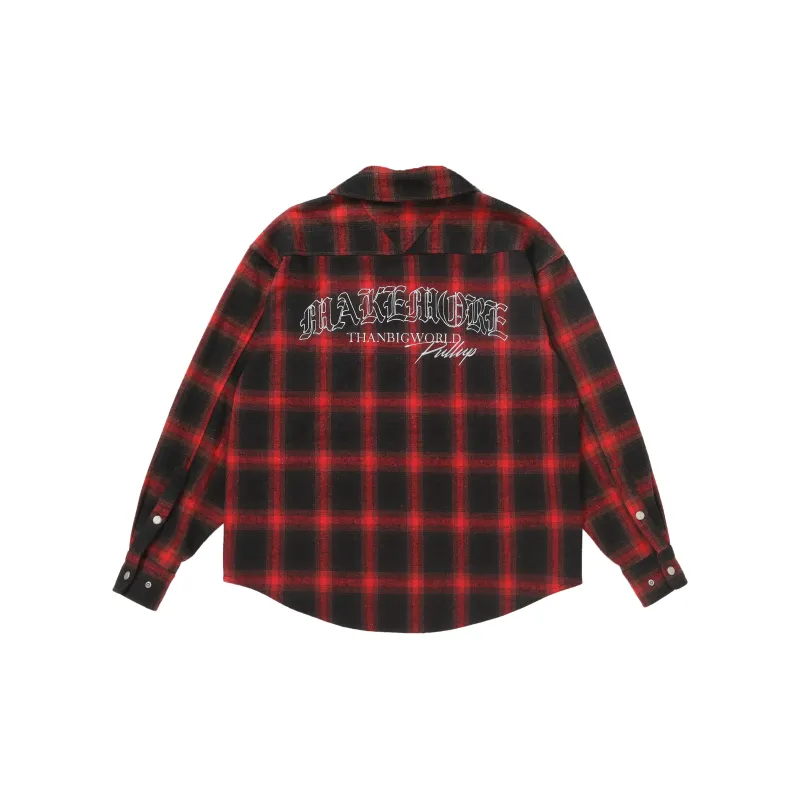 Makemore Shirt Unisex Red Black Plaid-1
