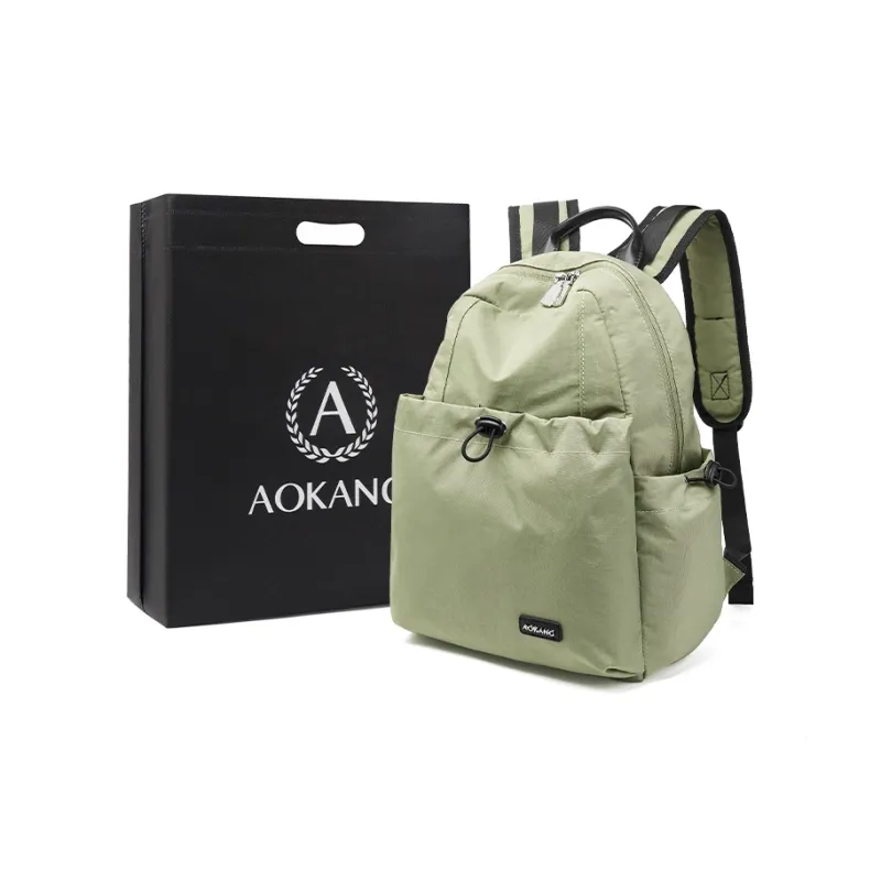 AOKANG Fabric Backpack Travel Bag Large Size Unisex Khaki/Classic Black/Pine Wood Green-8