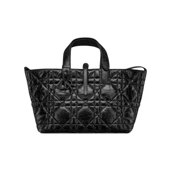 DIOR Wrinkled Cow Leather Tote Bag, Shopping Bag, Shoulder Bag, Handbag Regular Women's Black