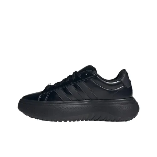 Adidas GRAND COURT PLATFORM Wear Resistant Low Top Tennis Shoes Women's Black