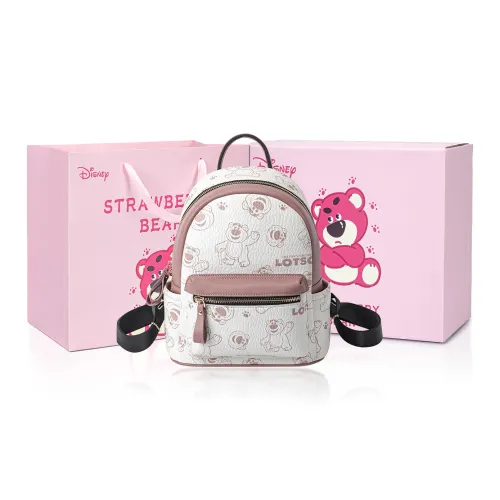 Disney Strawberry Bear Series PU Polyurethane Bonded PVC Polyvinyl Chloride Backpack Regular Women's Ecru