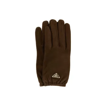 PRADA Suede Gloves Women's Brown