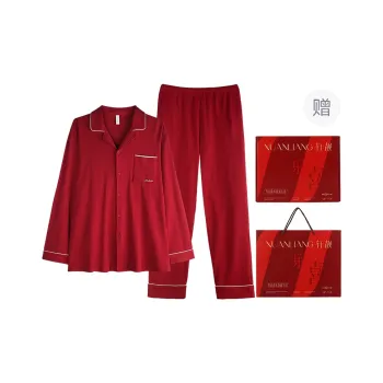 Xuan Liang Pajama Set Unisex Gift Box Set Maroon