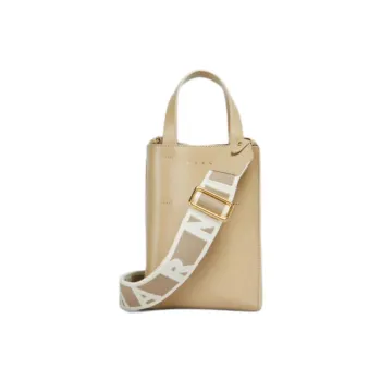 MARNI Museo Calfskin One Shoulder Handbag Extra Mini Women's Beige