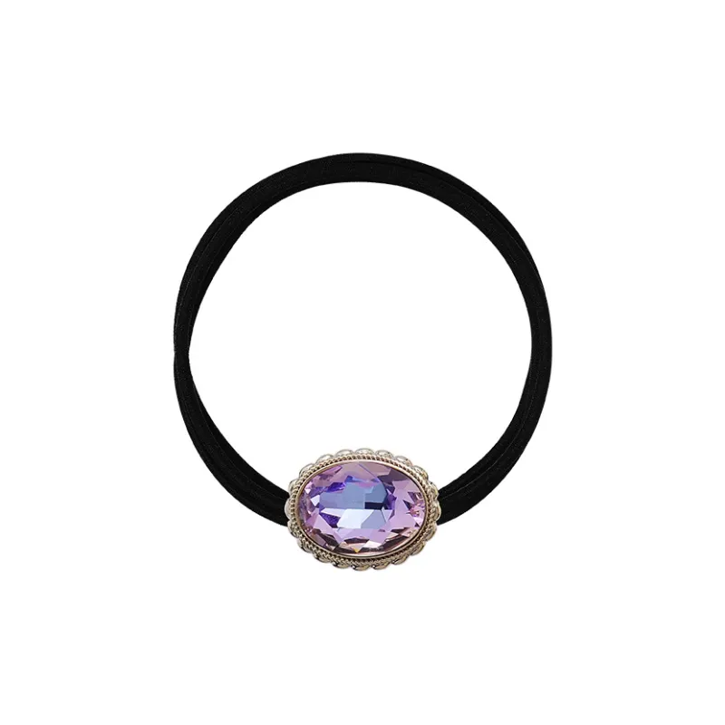 ROYALSASA 3 Strand Rubber Band, Faux Crystal Hair Tie Women's-0
