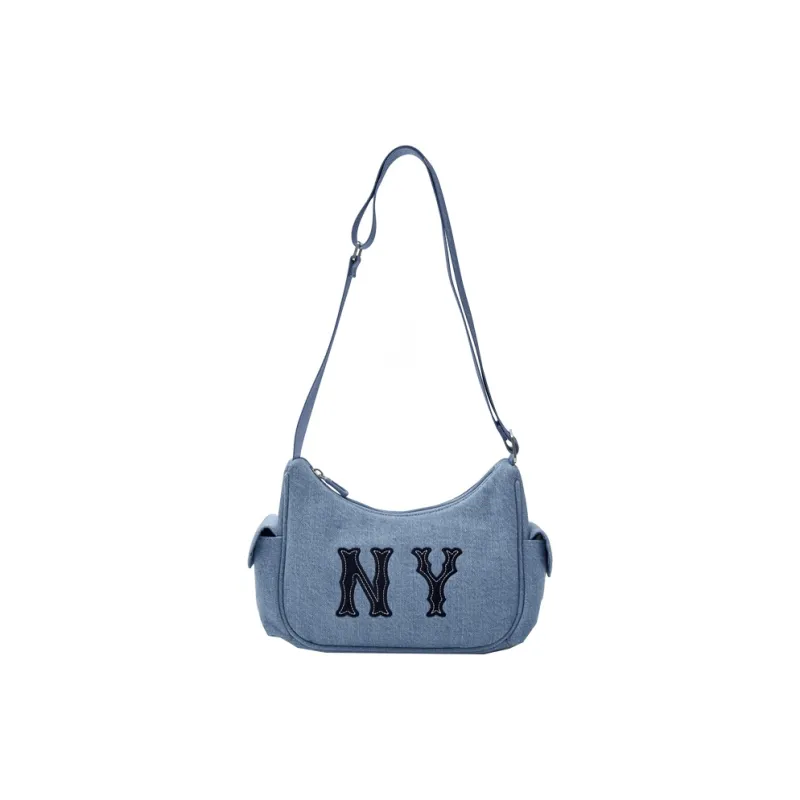 MLB Cotton Hobo Bag, Shoulder Bag, Crossbody Bag Women's Denim Blue-0