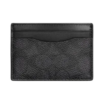 COACH Money Clip Signature Coated Canvas With Refined Calfskin Card Holder Mini Men's Charcoal