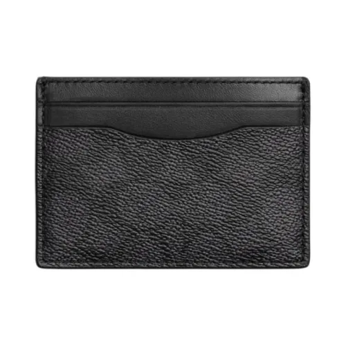 COACH Signature Coated Canvas With Refined Calfskin Card Holder Mini Men's Charcoal