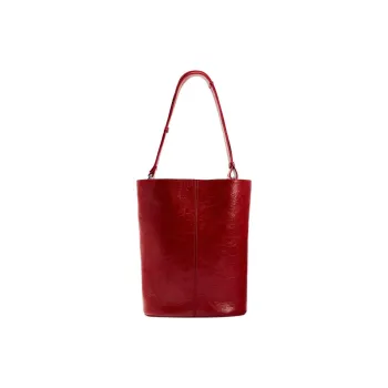 ZARA Cow Leather Bucket Bags Shoulder Bags Women's Red