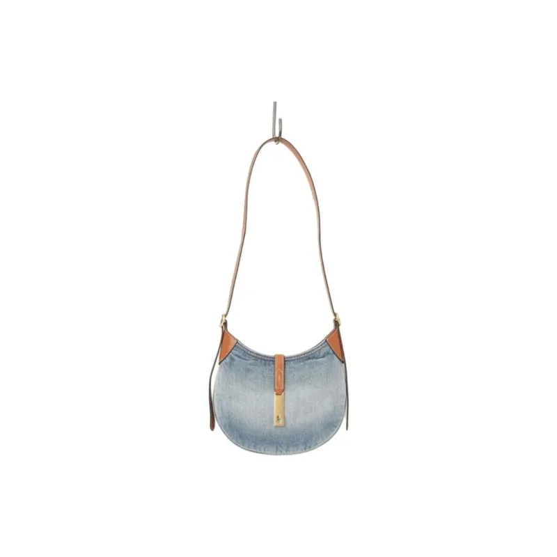 Polo Ralph Lauren Polo ID Cotton Handbag Shoulder Bag Small Size Women's Blue-3