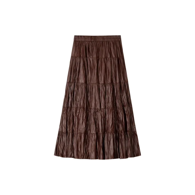 IT'REAL Elegant Women's Dresses FW24 Casual Long Skirt Women's Burgundy-1
