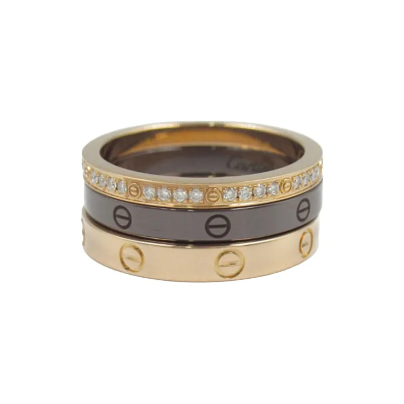 Cartier 2010s Pre-owned 18kt Rose Gold Love Three Diamond Ring-0