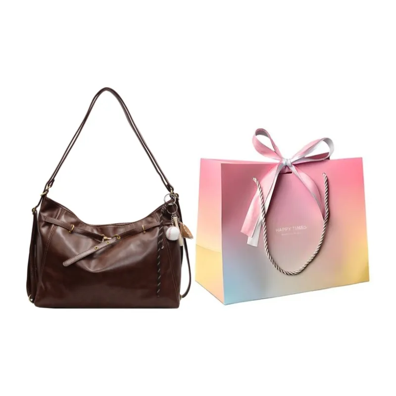 Yalu PU Shoulder Bag Women's Black/Coffee/Light Brown/Dark Brown-0