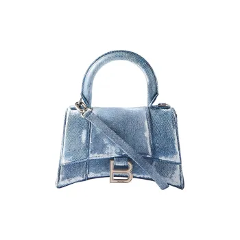 Balenciaga Hourglass Denim Handbag Extra Small Women's Denim Blue