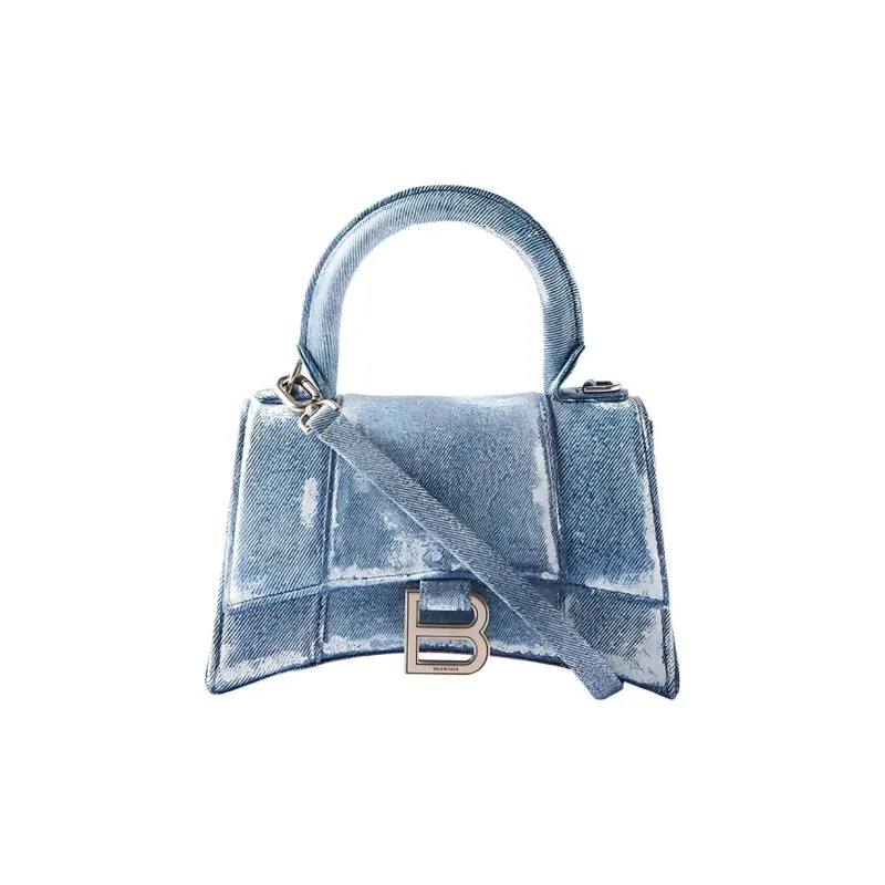 Balenciaga Hourglass Denim Handbag Extra Small Women's Denim Blue-0