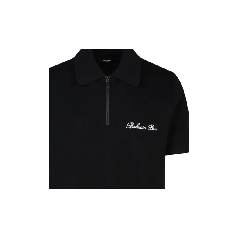 BALMAIN Logo Embroidered Short Sleeved Polo Shirt-5